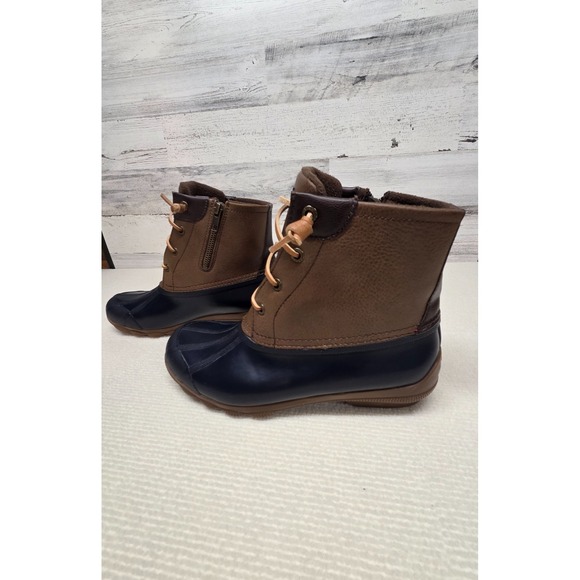 SPERRY Top-sider Saltwater Brown Leather Waterproof Rubber Duck Boots Womens 7.5 - Picture 2 of 8